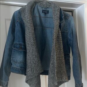 Ci Sono Light Blue Denim Jacket with Gray Knit Trim